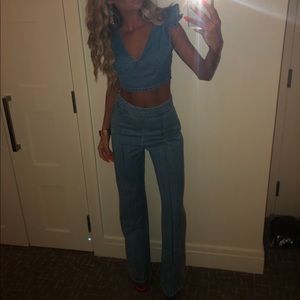 Blue jean top and bottoms